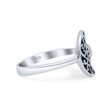 Celestial Moon And Sun Filigree Crescent Affectionate Fashion Oxidized Ring Band Solid 925 Sterling Silver Thumb Ring (11.2mm)